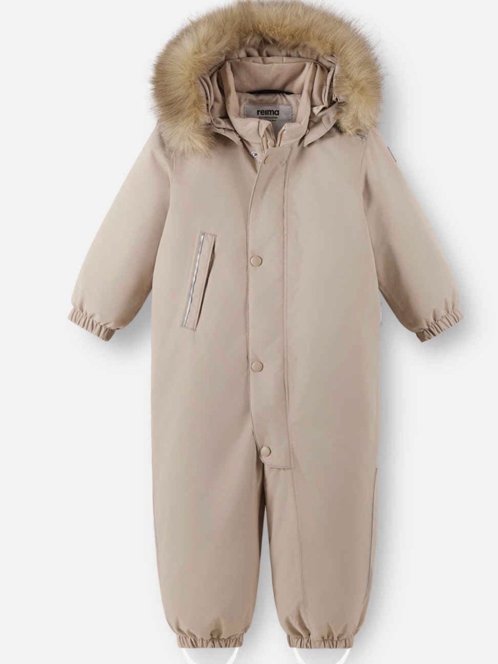 Reima Beige Faux-Fur Hooded Snowsuit boys
